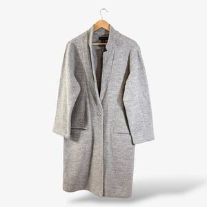 Tahari Gray Wool Trench Coat Size 1X One Button Pockets Casual Minimalist Winter